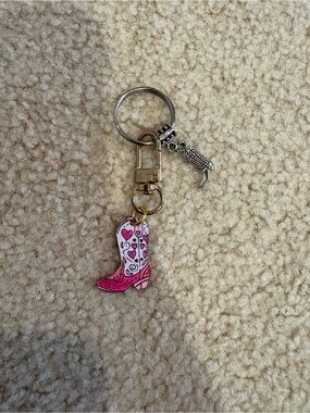 Pink Cowboy Boot Keychain Charm - Women Accessories
